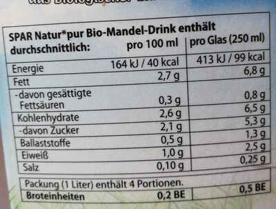 Bio-Mandel-Drink - Nährwertangaben