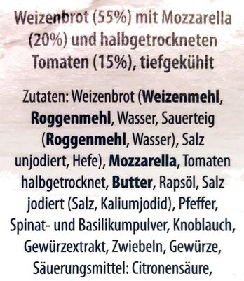 Hüttenbrot - Weizenbrot mit Tomate-Mozzarella - Ingredients - de