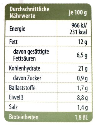 Hüttenbrot - Weizenbrot mit Tomate-Mozzarella - Nutrition facts - de