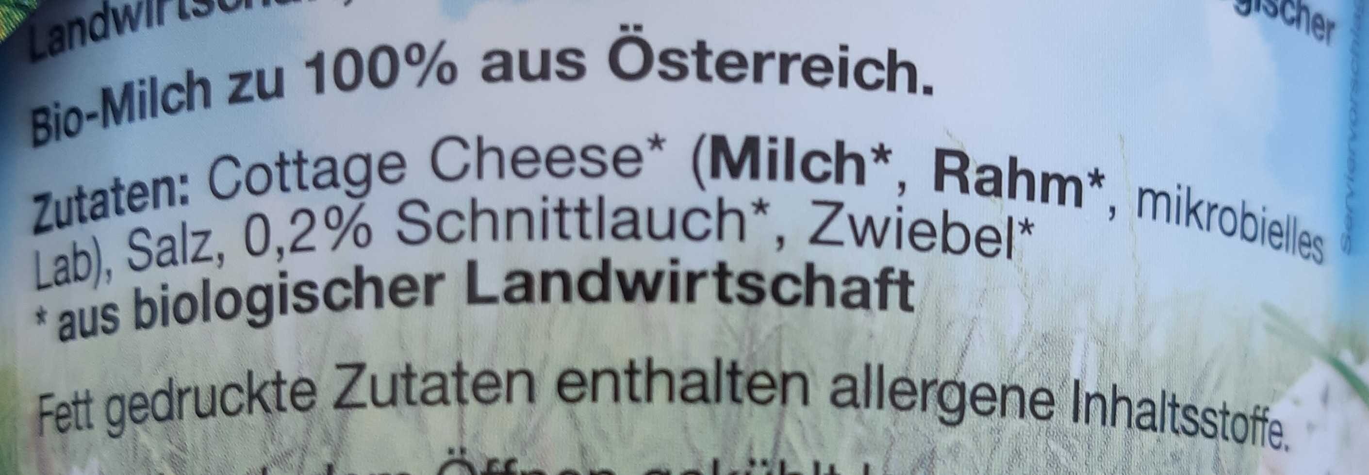 Bio Cottage Cheese Schnittlauch - Zutaten - en