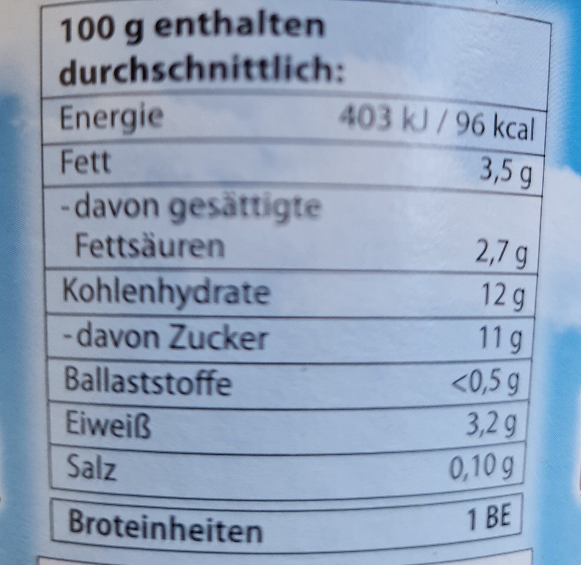 Bio Sauermilch gerührte, Ananas Kokos - Nutrition facts - de