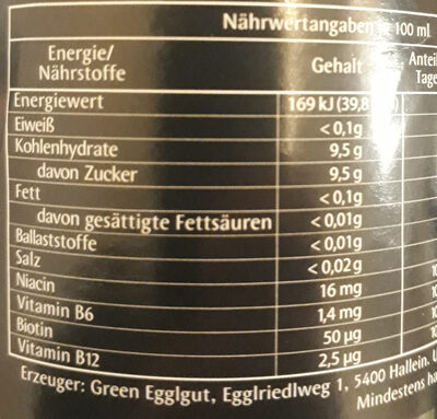Green Waldmeister Limonade - Nährwertangaben