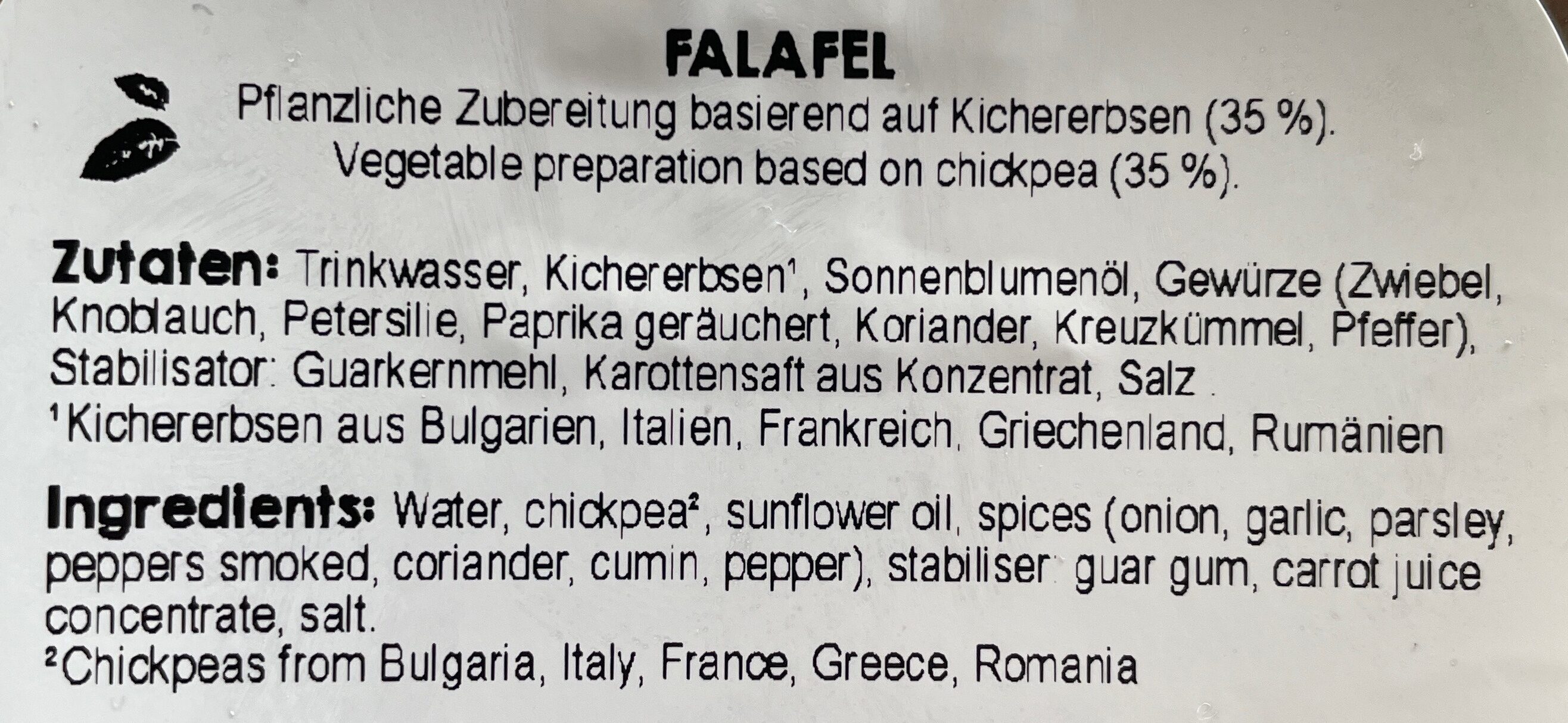 Vegini Falafel - Ingredients