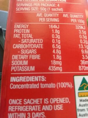 Leggo's Tomato Paste - Ingredients