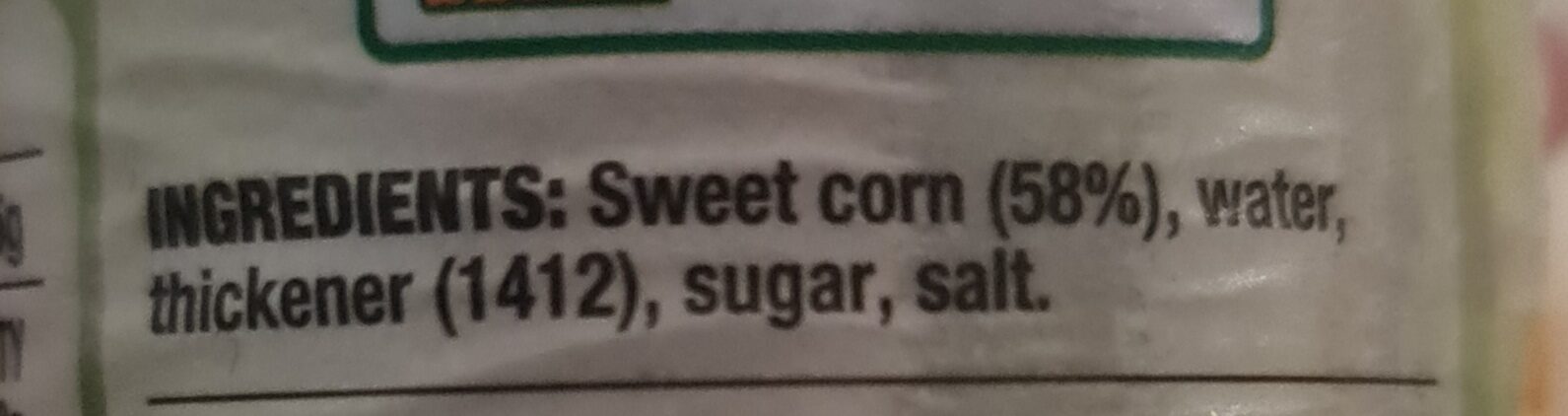 Creamed Corn - Ingredients