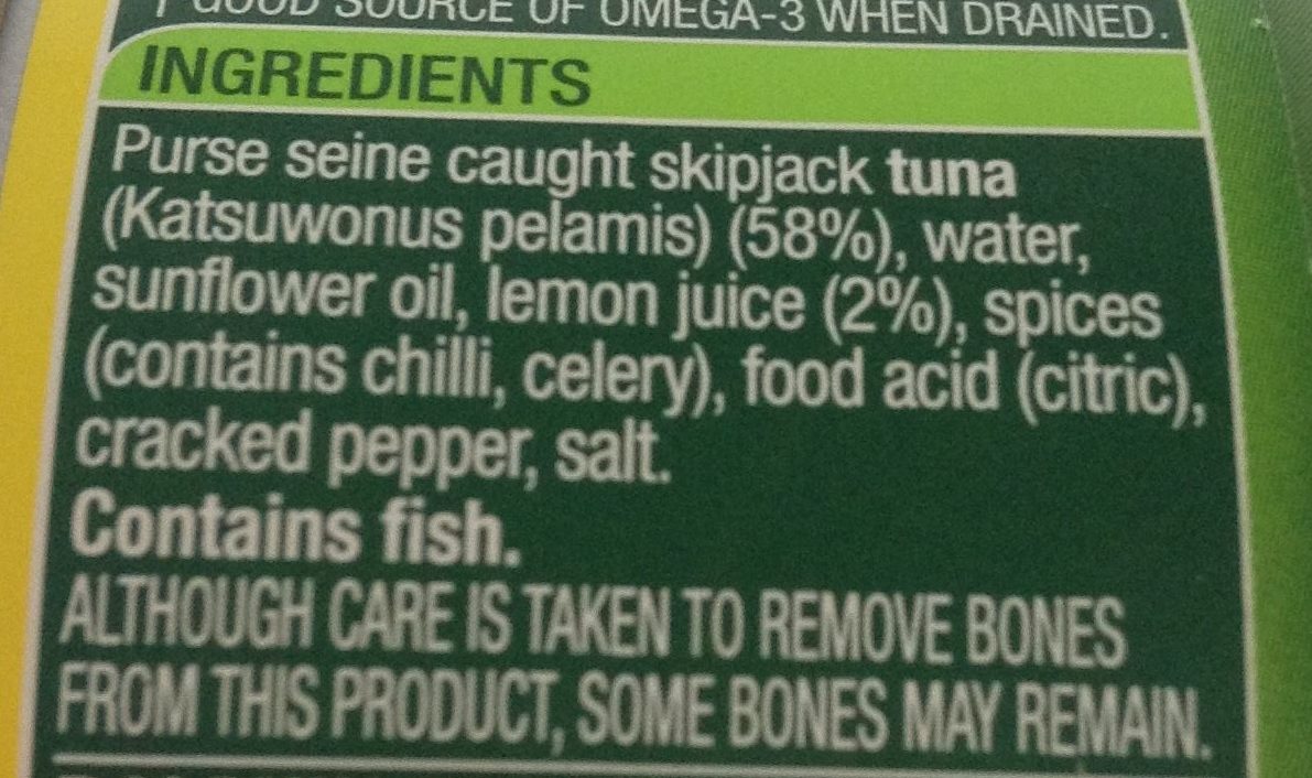 Lemon & Cracked Pepper Tuna - Ingredients