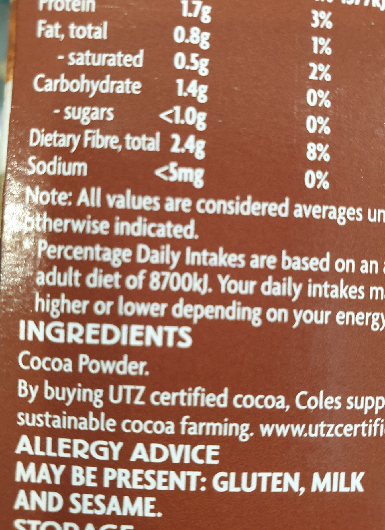 Cocoa Powder - Ingredients