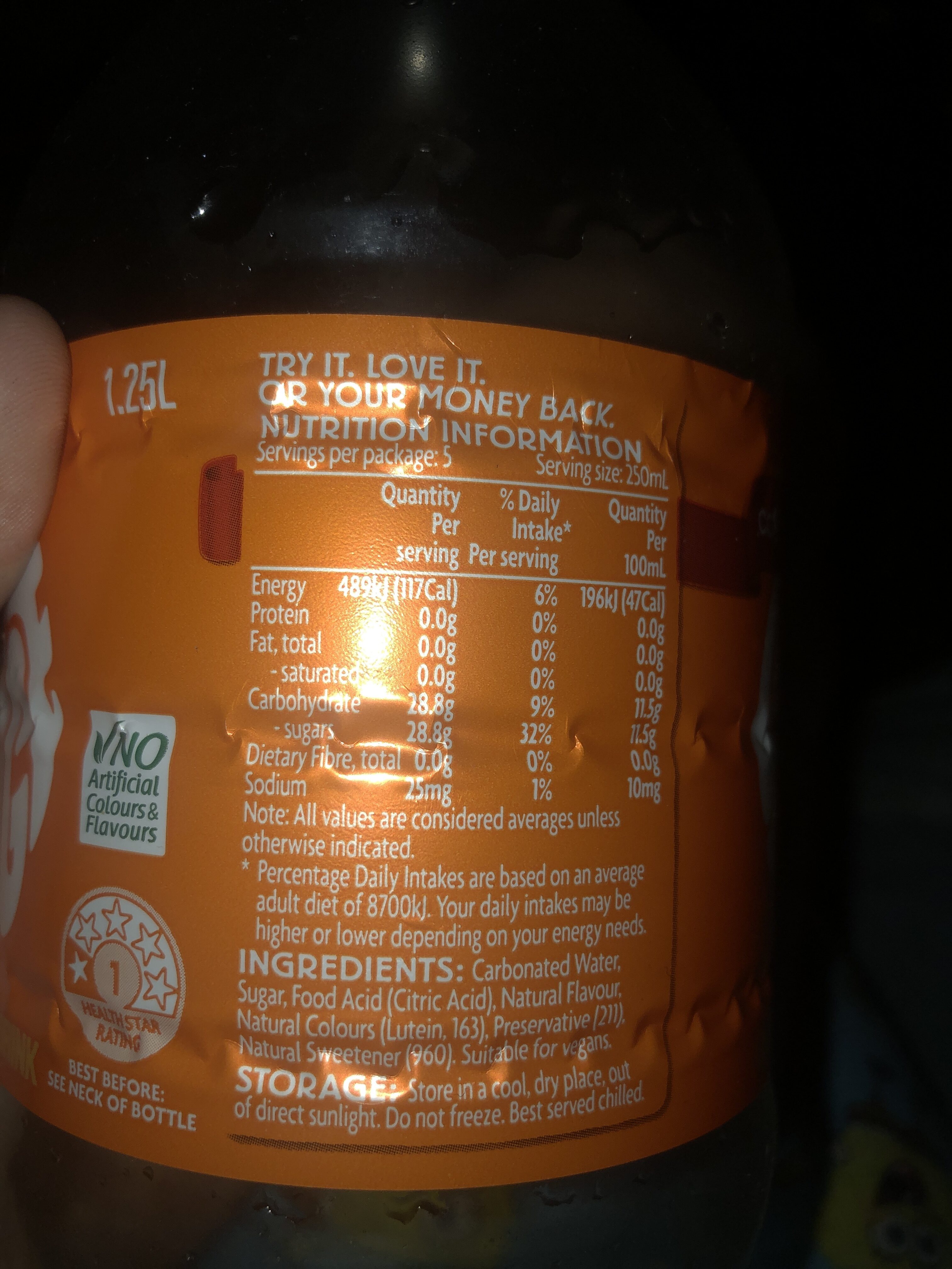 Orange Flavour Soft Drink - Ingredients