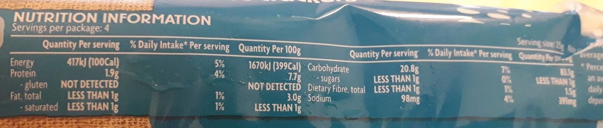 Coles Rice Crack - Nutrition facts