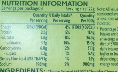 Cheddar Cheese Snack Packs Made With Real Cheese - Nutrition facts