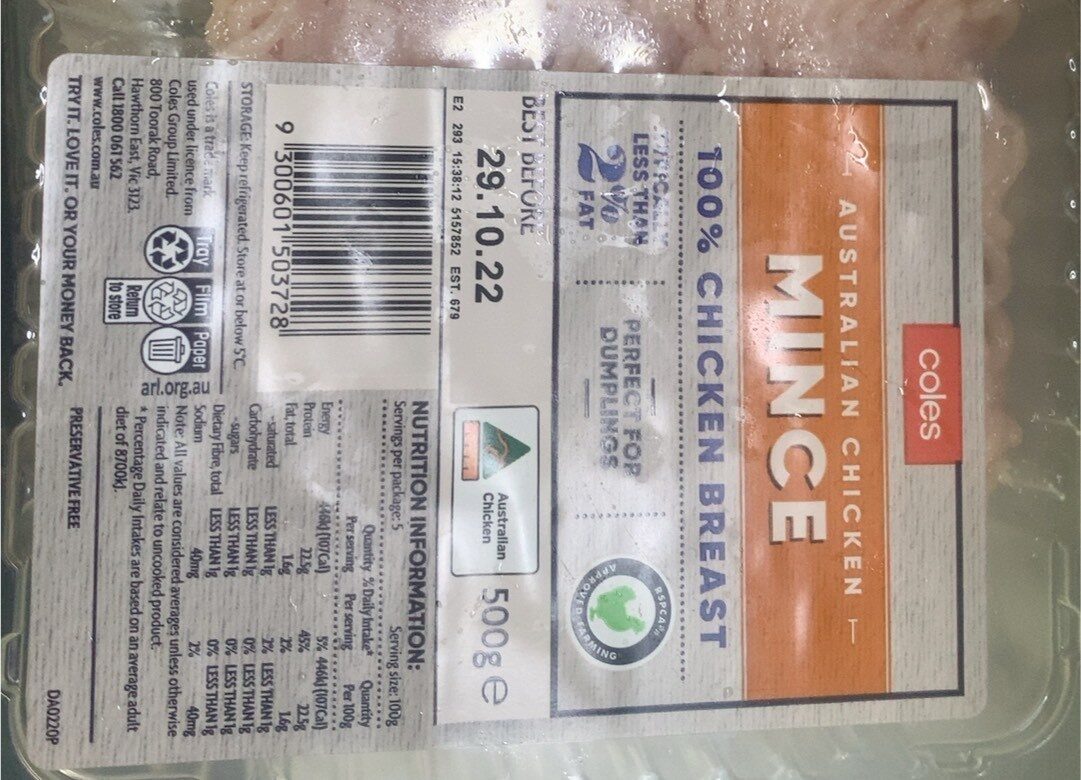 Coles chicken mince - Product