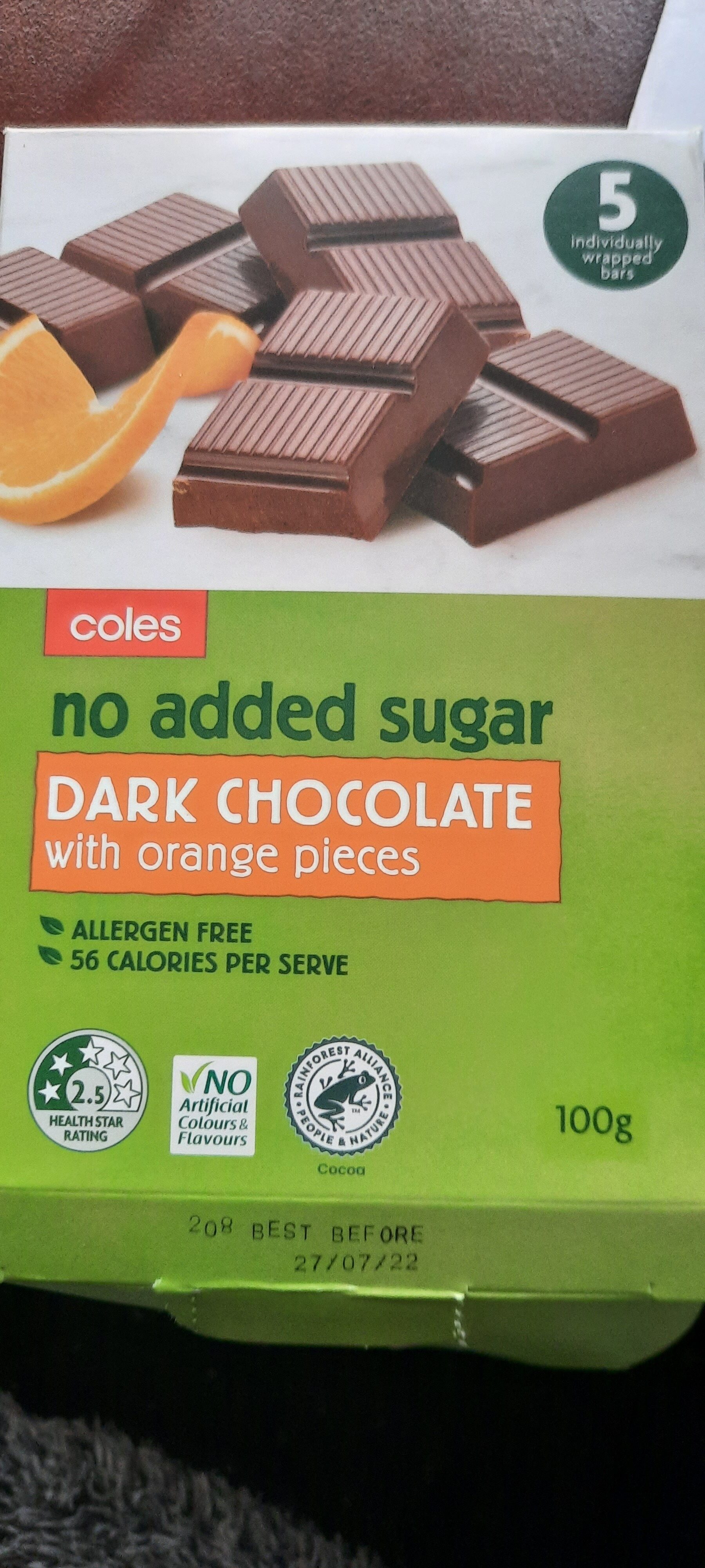 Orange dark choc no added sugar - Product
