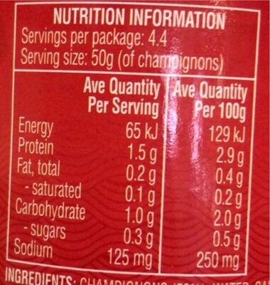 Champignons - Nutrition facts