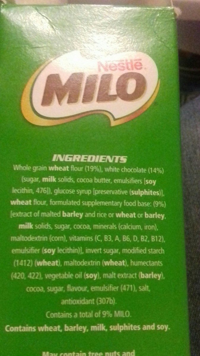 Nestle Cereal Bars Milo - Ingrédients