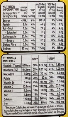 Uncle Toby Cheerios Hny / Oats - Nutrition facts - fr