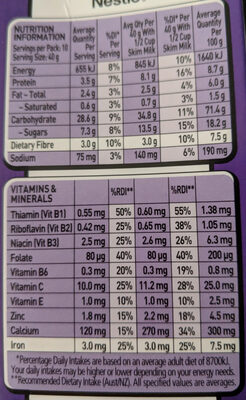 Cashew + Nutty Cluster - Nutrition facts
