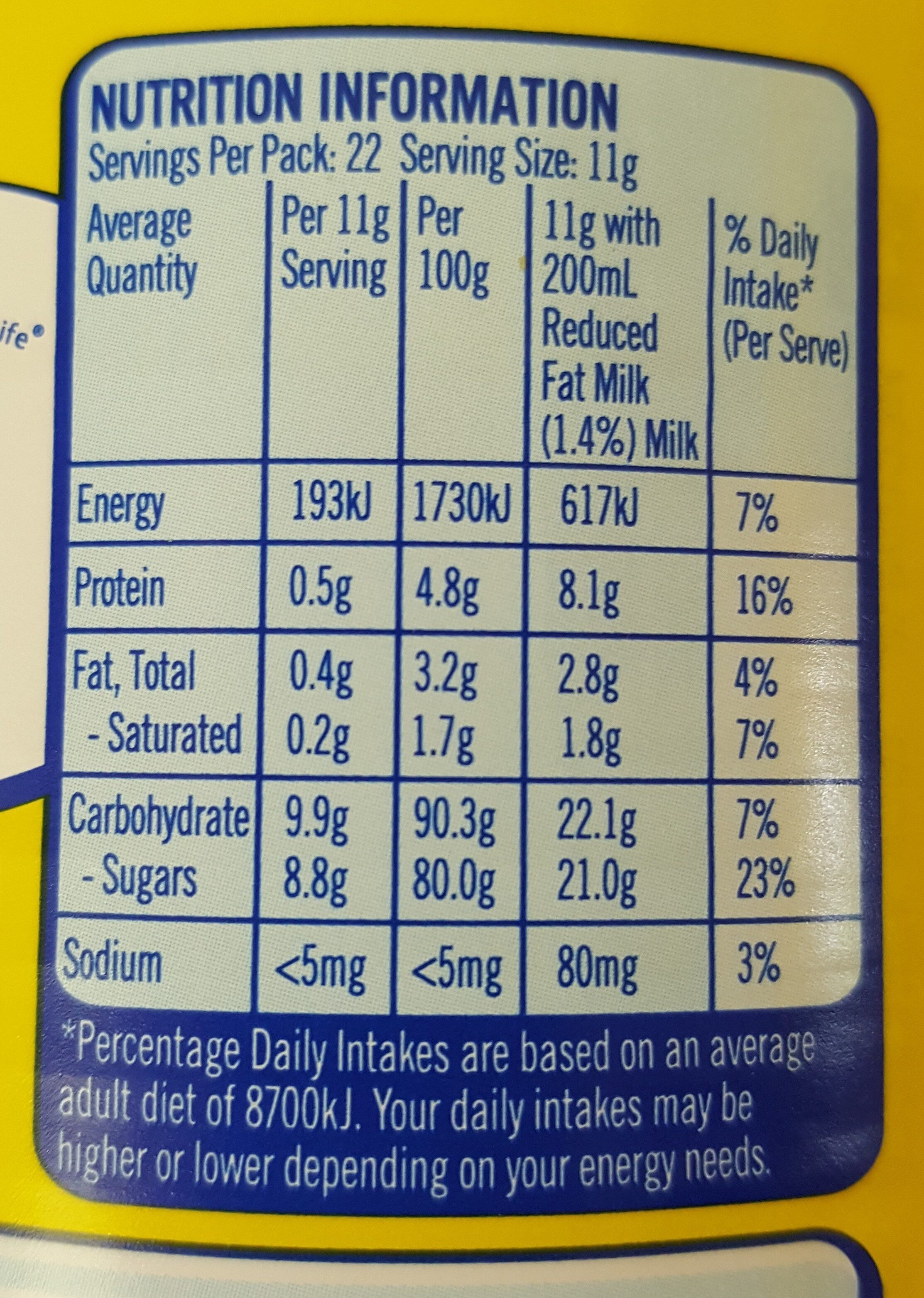 Nesquik Chocolate - Nutrition facts