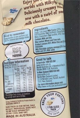 milky bar - Nutrition facts