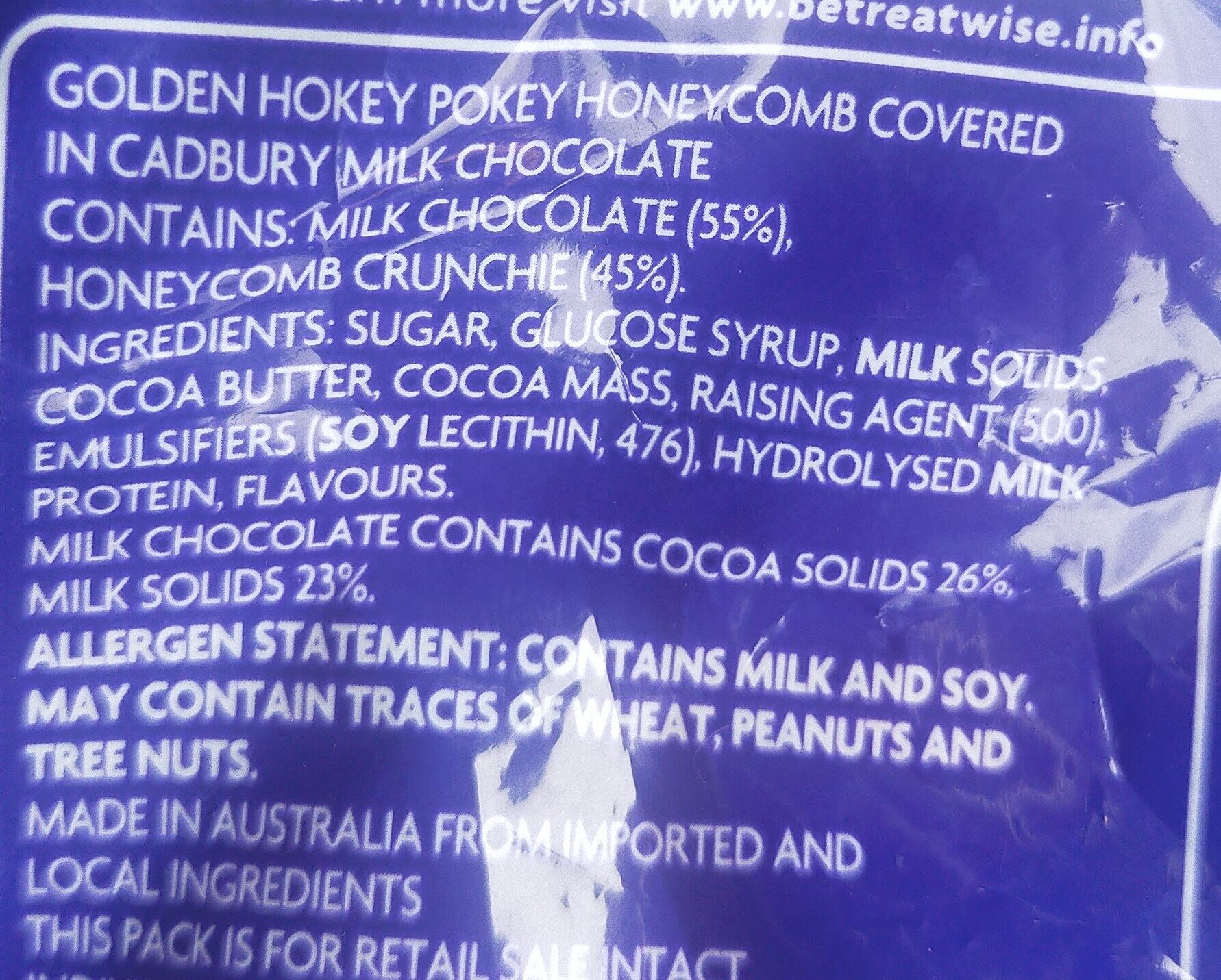 Cadbury Crunchie Sharepack 180G - Ingredients