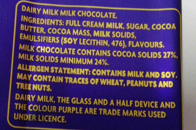 Cadbury - Ingredients