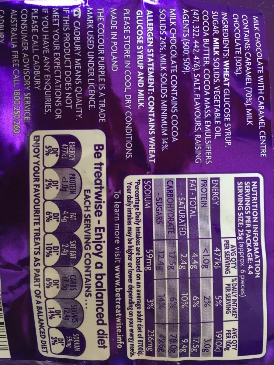CurlyWurly - Nutrition facts