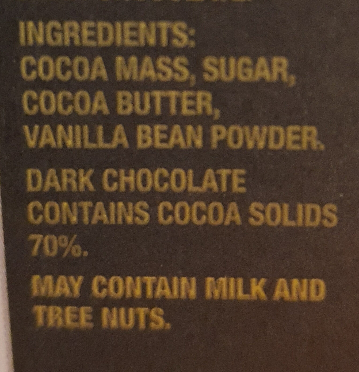 Smooth Dark Chocolate - Ingredients