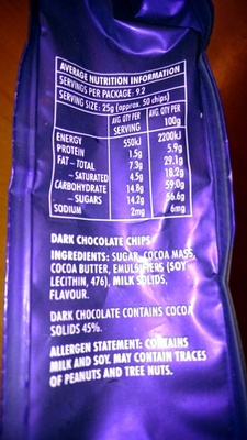 dark chocolate baking chips - Ingredients