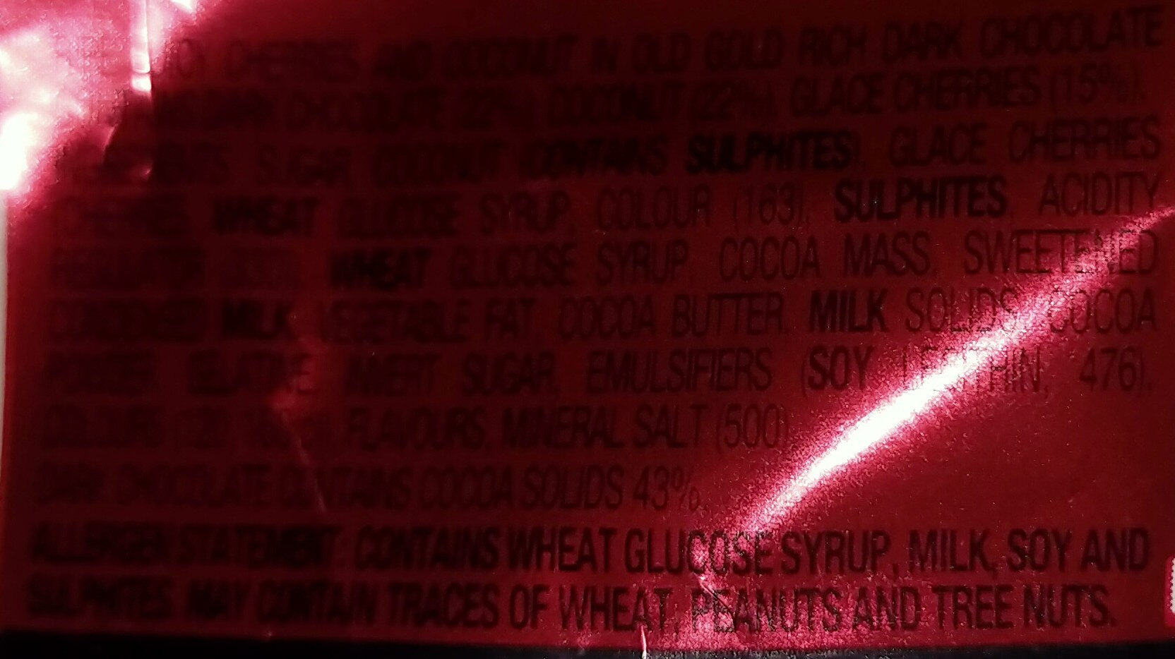 Cherry Ripe - Ingredients