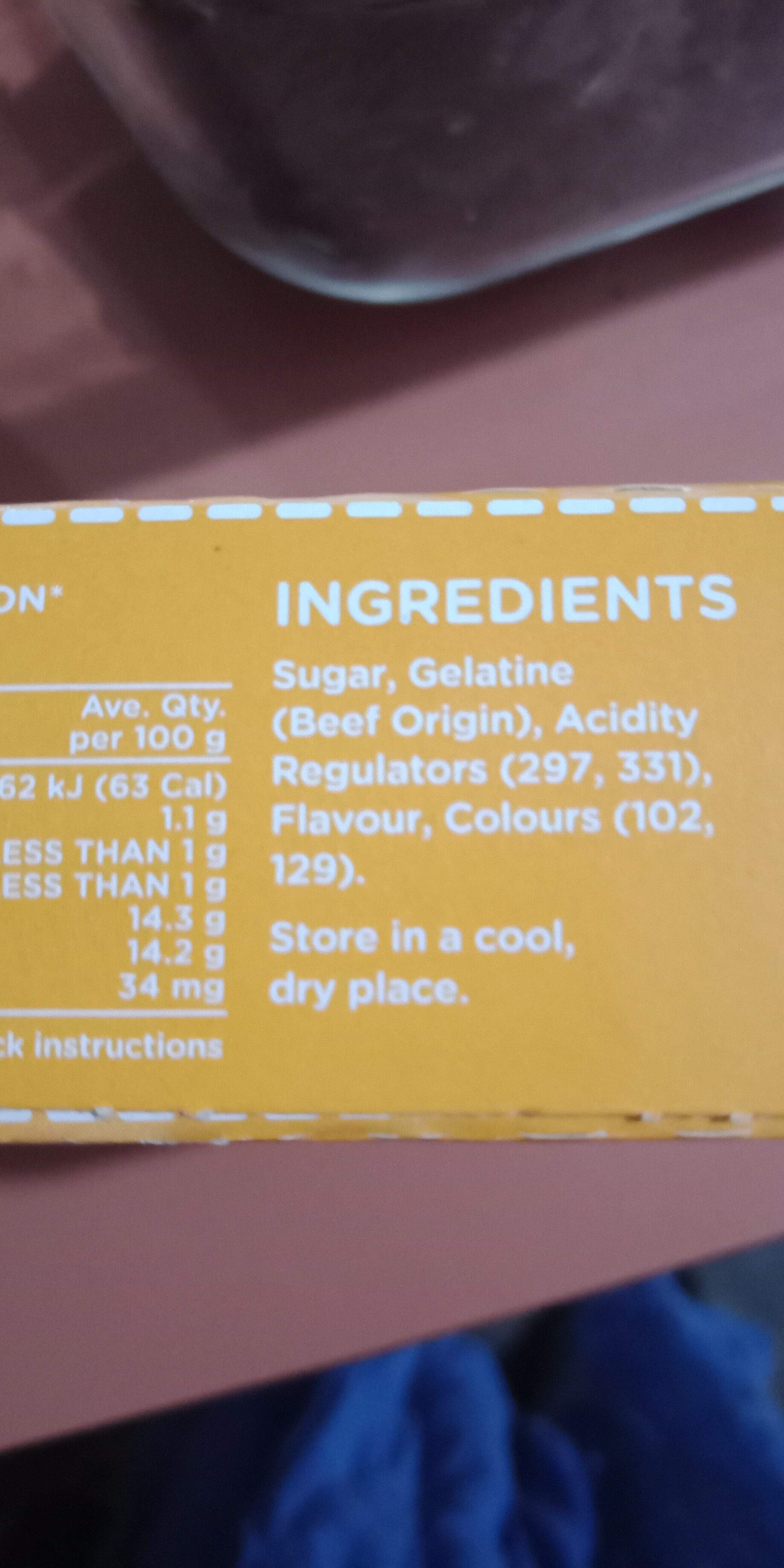 Jelly, pineapple flavor - Ingredients