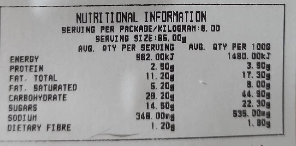 cinnamon donuts - Nutrition facts