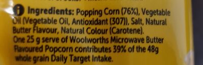 Butter flavour popcorn - Ingredients