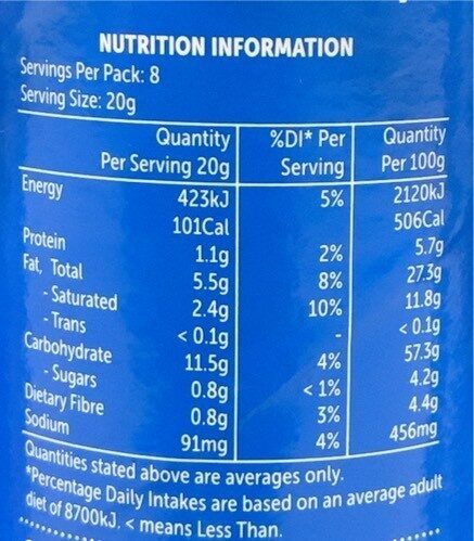 original stacked chips - Nutrition facts