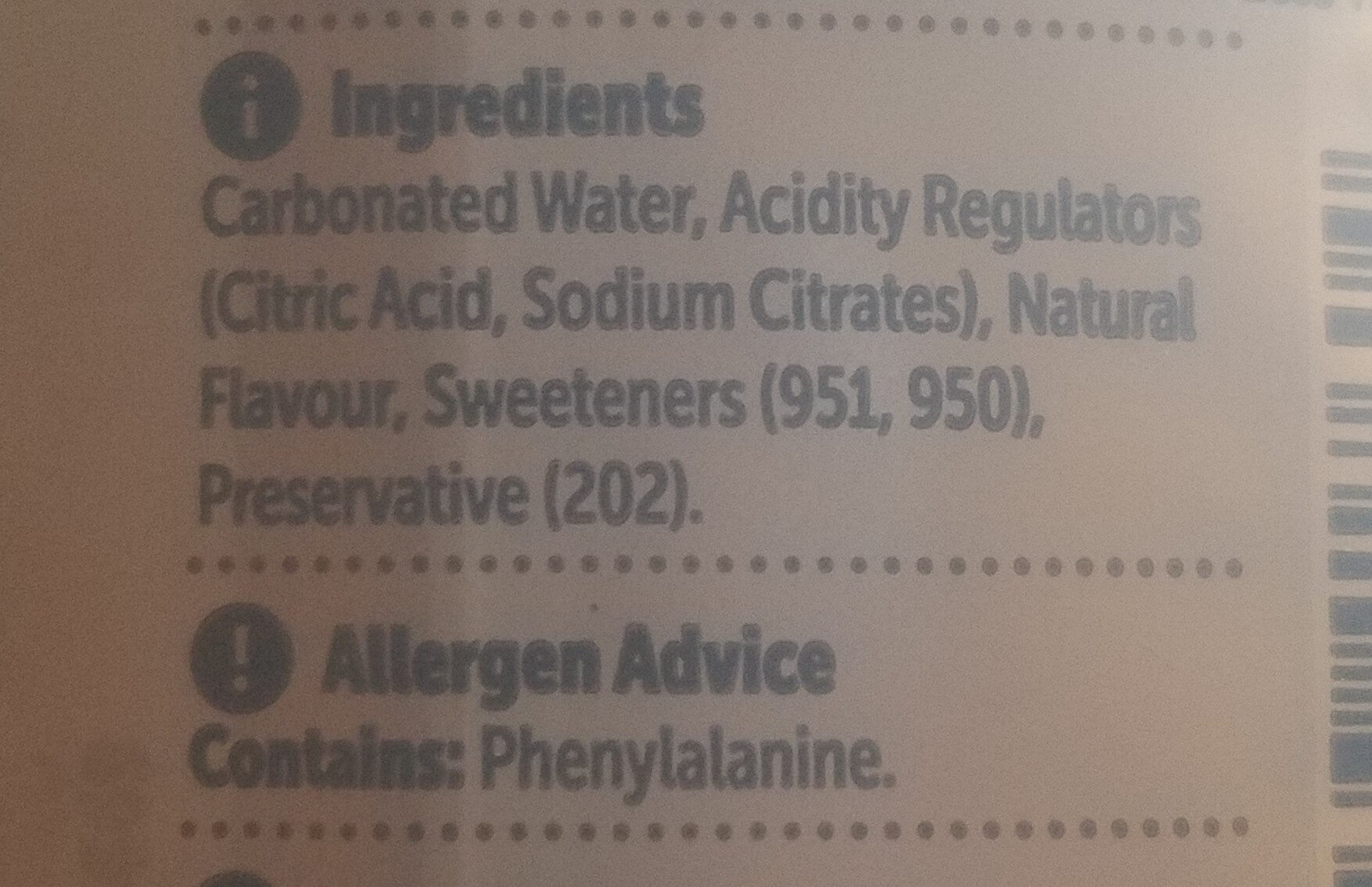 Lemonade Zero Sugar - Ingredients
