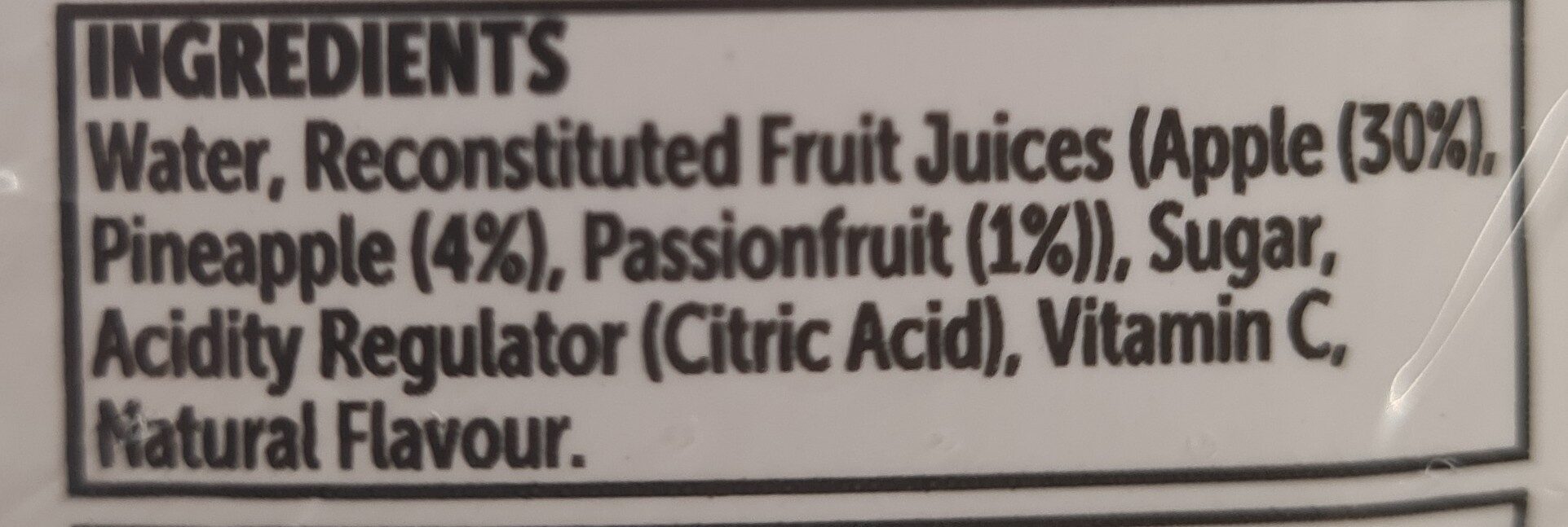 Tropical Fruit Drink - Ingredients