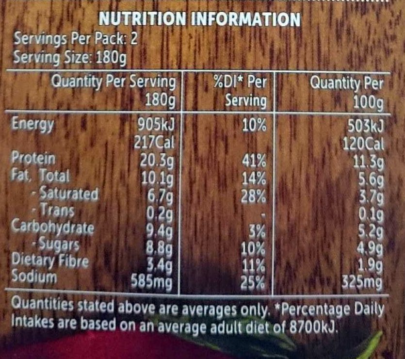 Beef Madras - Nutrition facts
