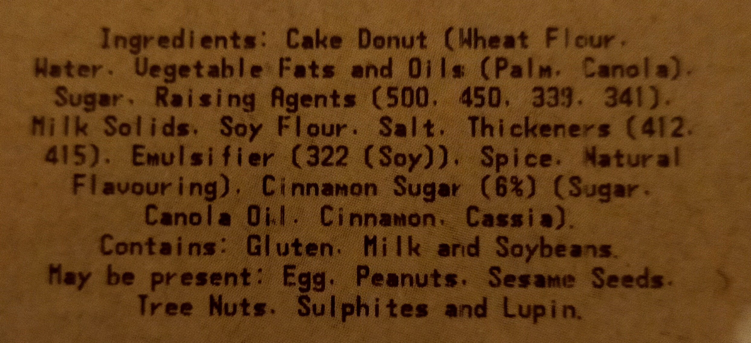 Cinnamon Donut - Ingredients