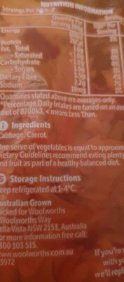 Coles coleslaw mix - Ingredients