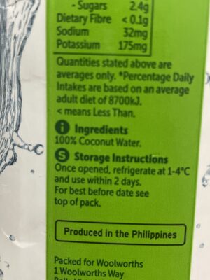 100% Pure Coconut Water - Ingredients - fr