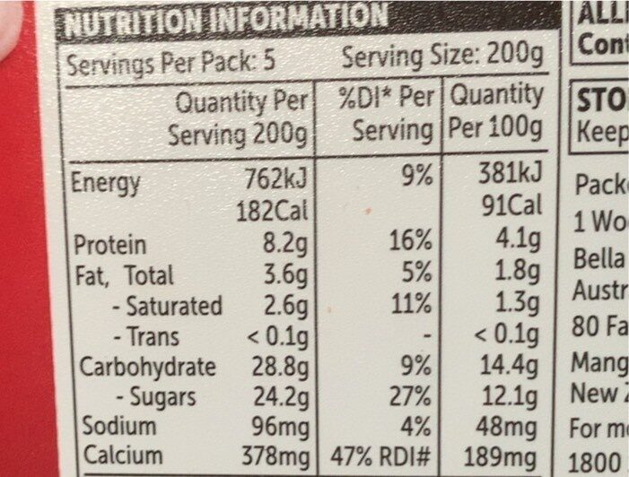 Strawberry yoghurt 98% fat free - Valori nutrizionali - en