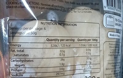 2 white baguettes - Nutrition facts