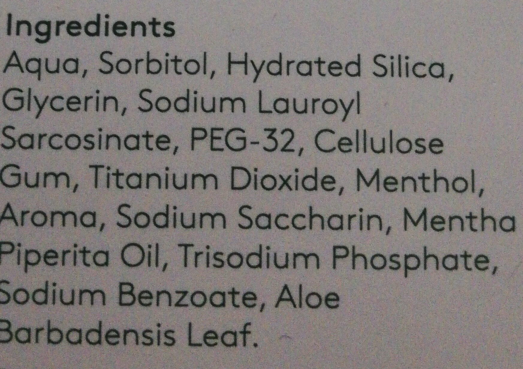 Dental - Ingredients