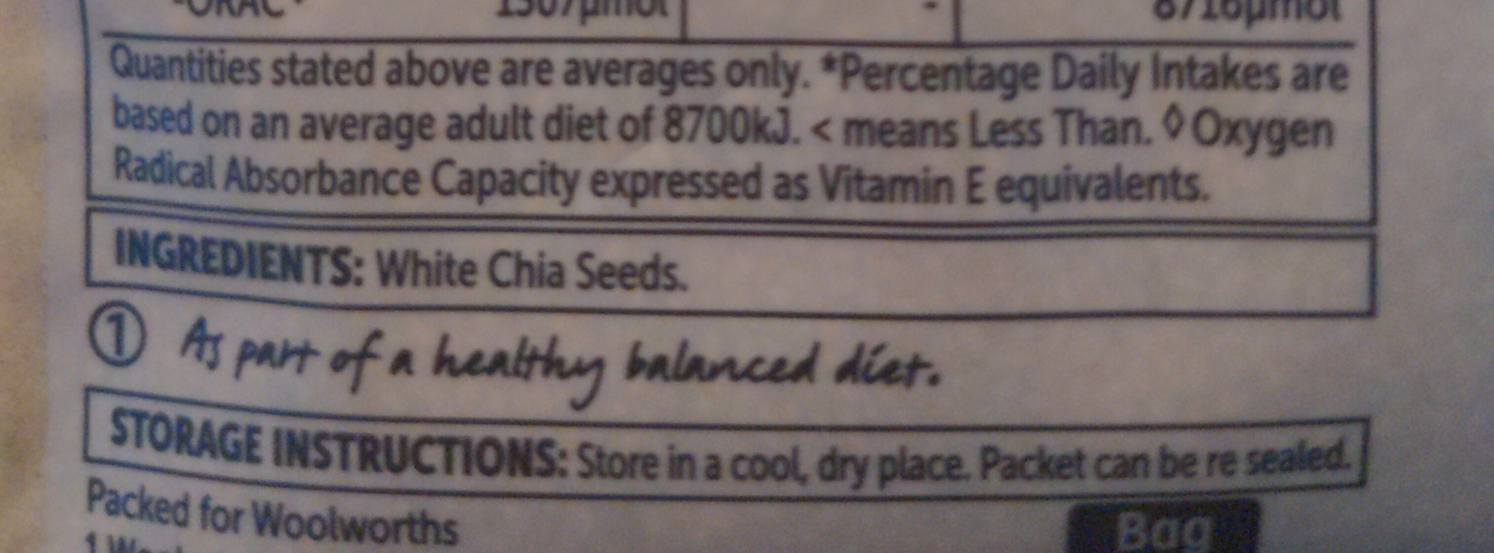 white chia seeds - Ingredients