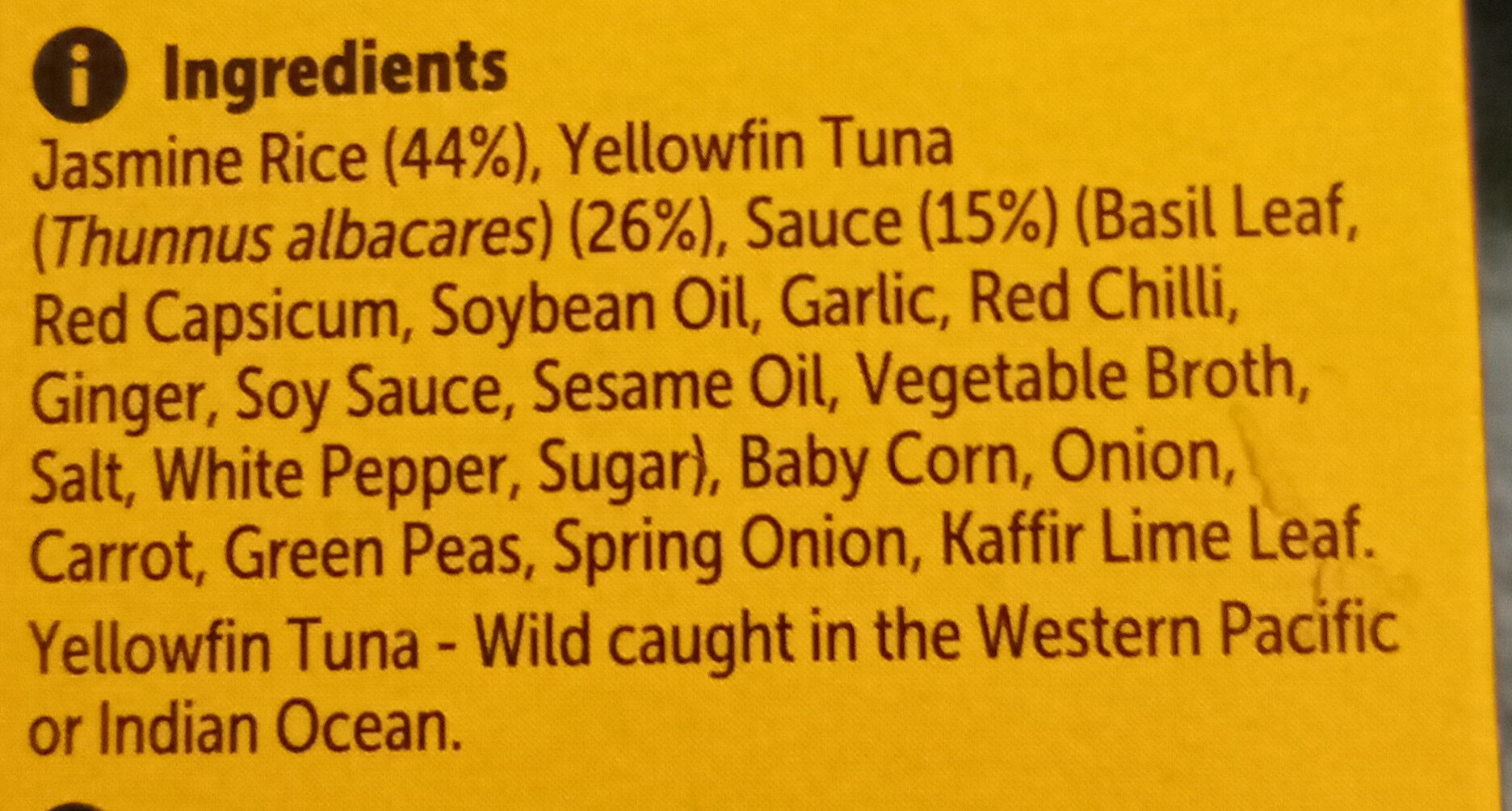 Yellowfin Tuna & Rice: Spicy Thai - Ingredients