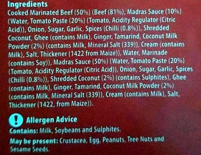 Beef Madras - Ingredients