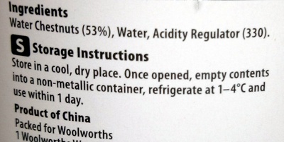Homebrand Water Chestnuts - Ingredients