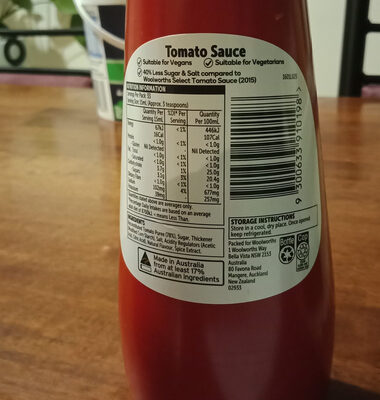 Tomato Sauce - Nutrition facts