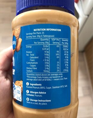 Smooth Peanut butter - Información nutricional - en