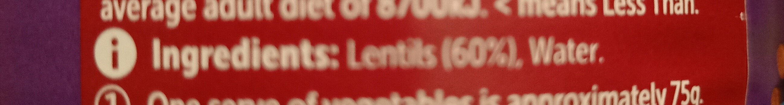 lentils Woolworths - Ingredients
