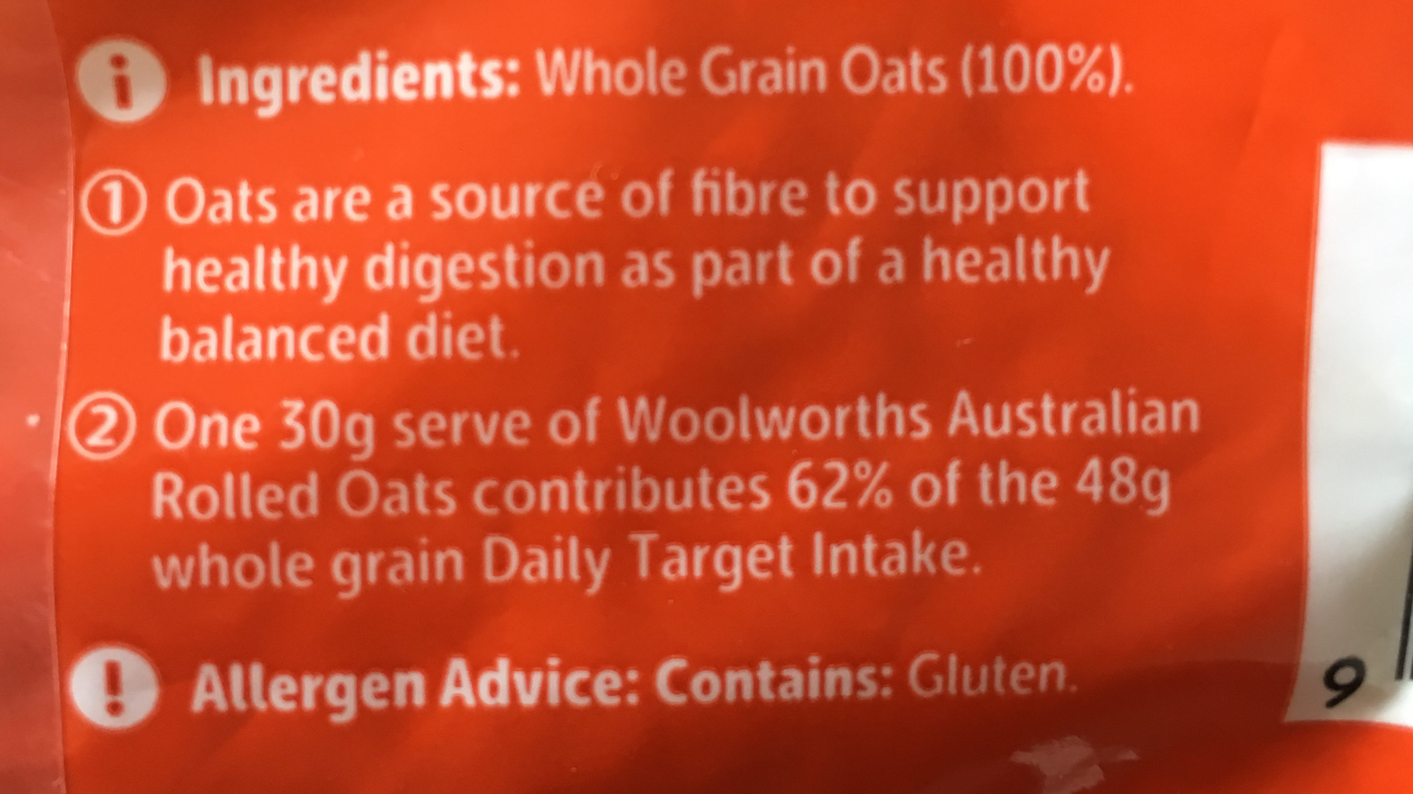 Australian Rolled Oats - Ingredients