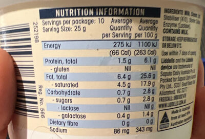 Lactose Free Cream Cheese - Nutrition facts